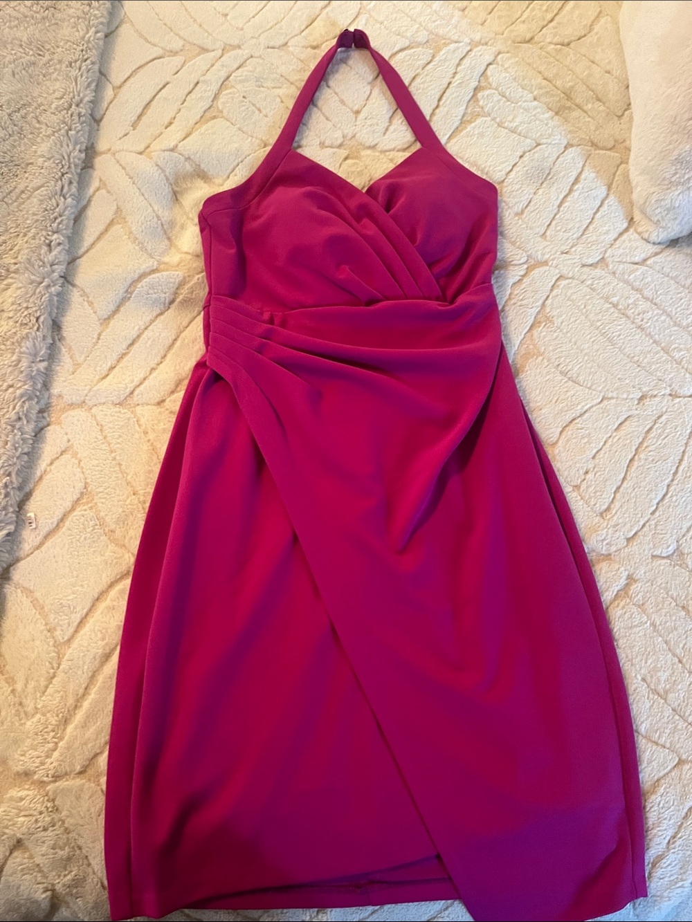 Women's Fuchsia Halter Wrap Dress